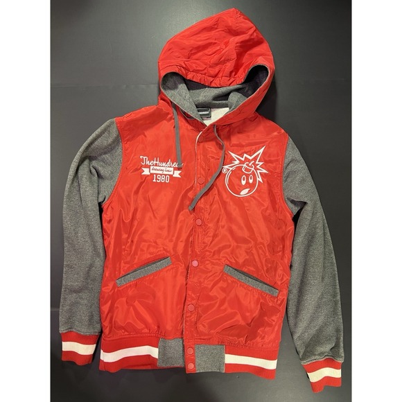 The Hundreds Other - The Hundreds Hooded Snap Varsity Jacket - Large Logo - Red‎ - Size M